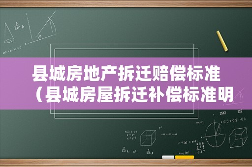 縣城房地產(chǎn)拆遷賠償標(biāo)準(zhǔn)（縣城房屋拆遷補(bǔ)償標(biāo)準(zhǔn)明細(xì)2021）