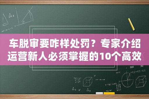 車(chē)脫審要咋樣處罰？專(zhuān)家介紹運(yùn)營(yíng)新人必須掌握的10個(gè)高效方法