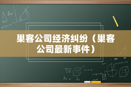 巢客公司經(jīng)濟糾紛（巢客公司最新事件）