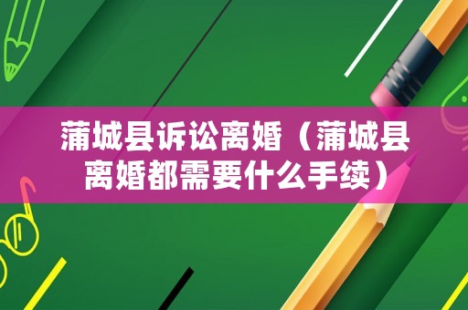 蒲城縣訴訟離婚（蒲城縣離婚都需要什么手續(xù)）