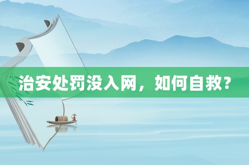 治安處罰沒入網(wǎng)，如何自救？