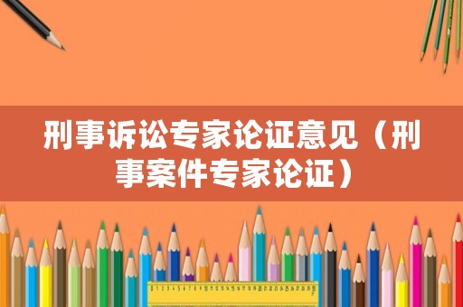刑事訴訟專家論證意見（刑事案件專家論證）