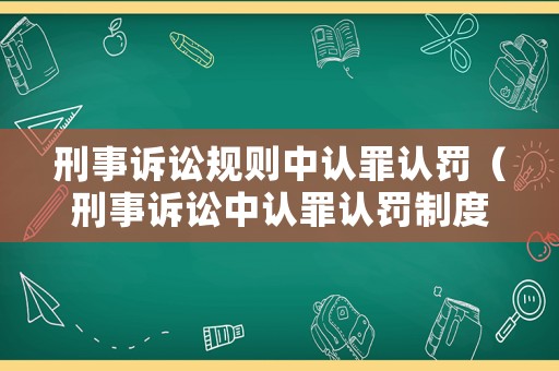 刑事訴訟規(guī)則中認(rèn)罪認(rèn)罰（刑事訴訟中認(rèn)罪認(rèn)罰制度的理解）