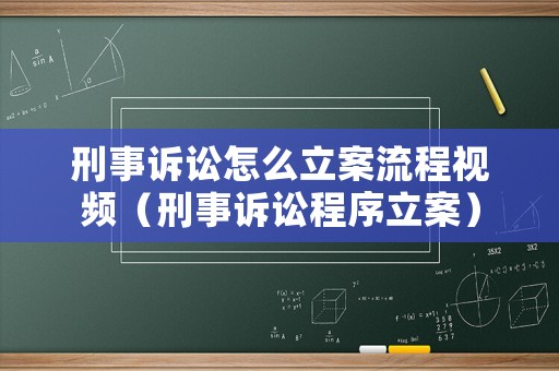 刑事訴訟怎么立案流程視頻（刑事訴訟程序立案）