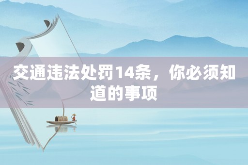 交通違法處罰14條，你必須知道的事項(xiàng)