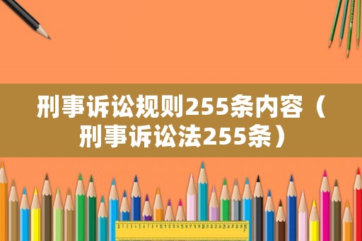 刑事訴訟規(guī)則255條內(nèi)容（刑事訴訟法255條）