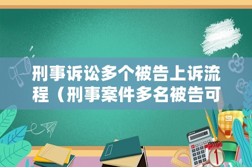 刑事訴訟多個被告上訴流程（刑事案件多名被告可以分開審理嗎）