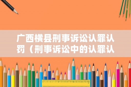 廣西橫縣刑事訴訟認罪認罰（刑事訴訟中的認罪認罰制度）