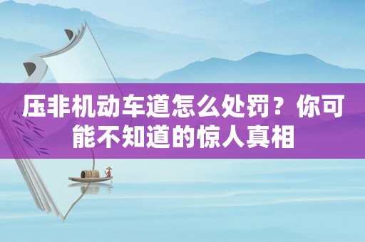 壓非機(jī)動(dòng)車道怎么處罰？你可能不知道的驚人真相