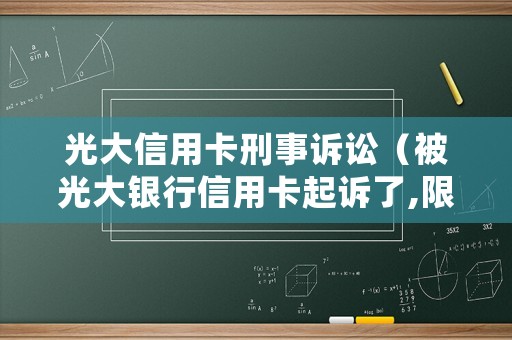 光大信用卡刑事訴訟（被光大銀行信用卡起訴了,限制消費令是民事還是刑事）