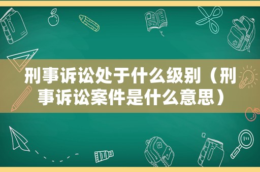 刑事訴訟處于什么級(jí)別（刑事訴訟案件是什么意思）