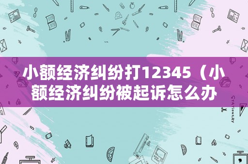 小額經(jīng)濟(jì)糾紛打12345（小額經(jīng)濟(jì)糾紛被起訴怎么辦）