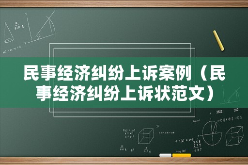 民事經(jīng)濟(jì)糾紛上訴案例（民事經(jīng)濟(jì)糾紛上訴狀范文）