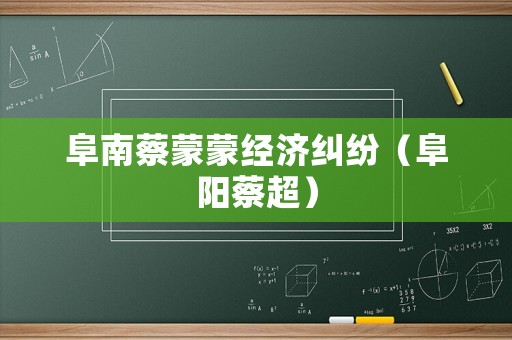 阜南蔡蒙蒙經(jīng)濟(jì)糾紛（阜陽(yáng)蔡超）