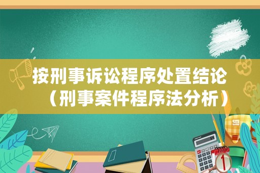按刑事訴訟程序處置結(jié)論（刑事案件程序法分析）