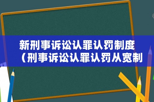 新刑事訴訟認(rèn)罪認(rèn)罰制度（刑事訴訟認(rèn)罪認(rèn)罰從寬制度）