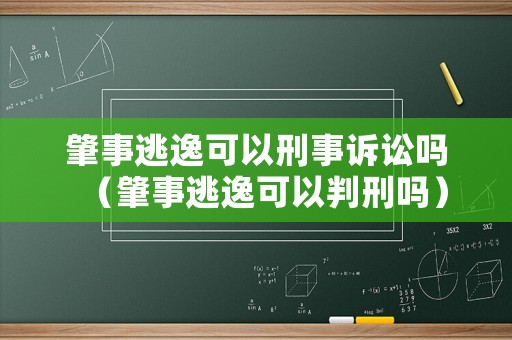 肇事逃逸可以刑事訴訟嗎（肇事逃逸可以判刑嗎）