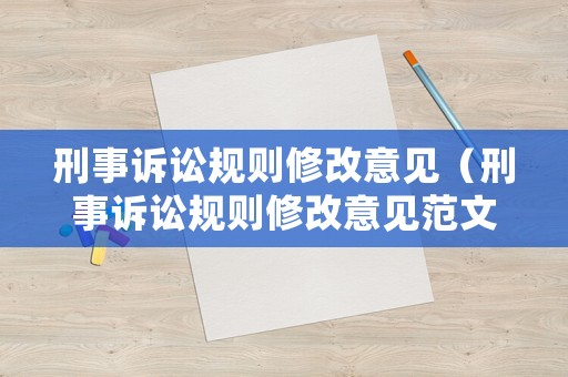 刑事訴訟規(guī)則修改意見（刑事訴訟規(guī)則修改意見范文）