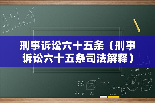 刑事訴訟六十五條（刑事訴訟六十五條司法解釋）