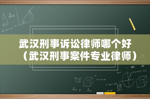 武漢刑事訴訟律師哪個好（武漢刑事案件專業(yè)律師）
