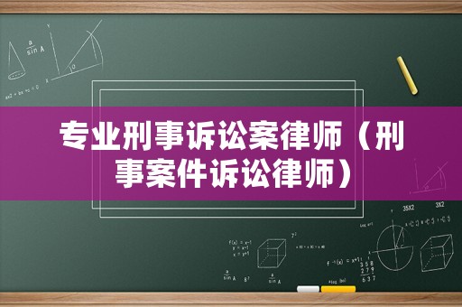 專業(yè)刑事訴訟案律師（刑事案件訴訟律師）