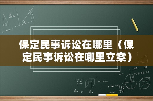 保定民事訴訟在哪里（保定民事訴訟在哪里立案）