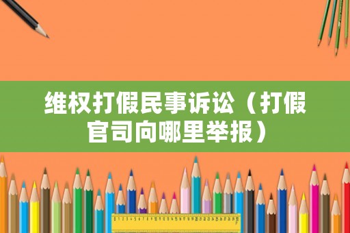維權打假民事訴訟（打假官司向哪里舉報）
