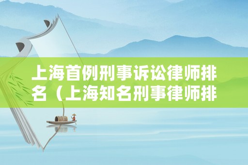 上海首例刑事訴訟律師排名（上海知名刑事律師排名）