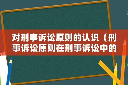 對刑事訴訟原則的認識（刑事訴訟原則在刑事訴訟中的作用）