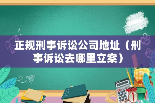 正規(guī)刑事訴訟公司地址（刑事訴訟去哪里立案）