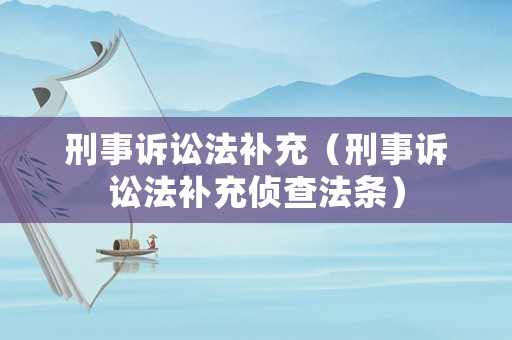 刑事訴訟法補充（刑事訴訟法補充偵查法條）