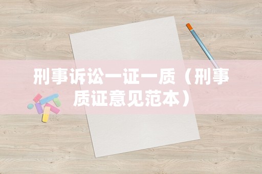 刑事訴訟一證一質(zhì)（刑事質(zhì)證意見(jiàn)范本）