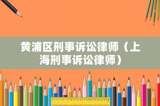 黃浦區(qū)刑事訴訟律師（上海刑事訴訟律師）