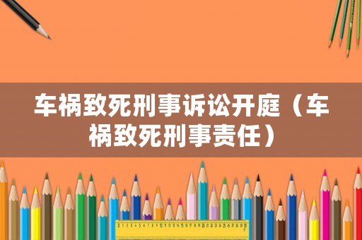 車禍致死刑事訴訟開庭（車禍致死刑事責(zé)任）
