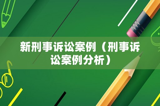 新刑事訴訟案例（刑事訴訟案例分析）