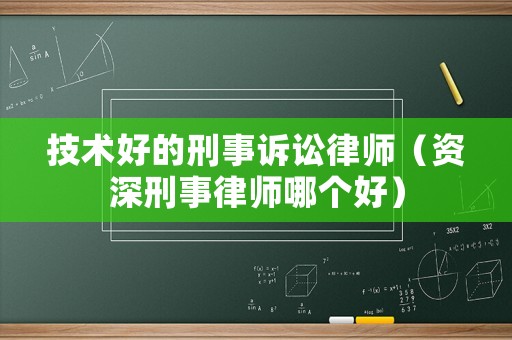 技術(shù)好的刑事訴訟律師（資深刑事律師哪個(gè)好）