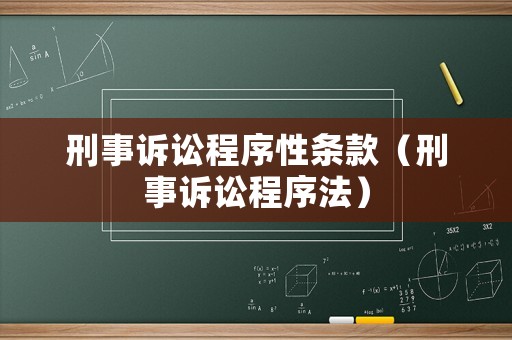 刑事訴訟程序性條款（刑事訴訟程序法）