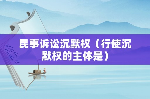 民事訴訟沉默權(quán)（行使沉默權(quán)的主體是）