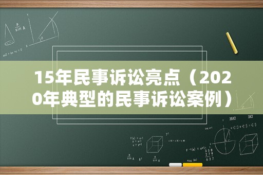 15年民事訴訟亮點（2020年典型的民事訴訟案例）