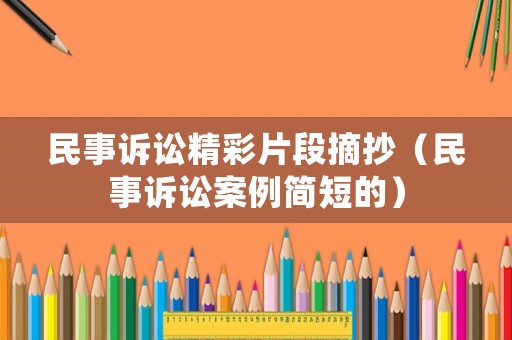 民事訴訟精彩片段摘抄（民事訴訟案例簡(jiǎn)短的）