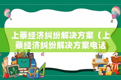 上蔡經(jīng)濟糾紛解決方案（上蔡經(jīng)濟糾紛解決方案電話）