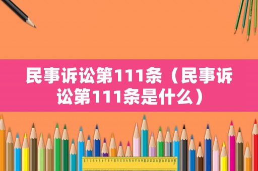 民事訴訟第111條（民事訴訟第111條是什么）