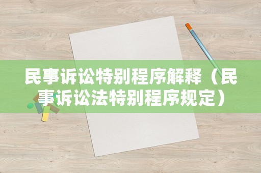 民事訴訟特別程序解釋（民事訴訟法特別程序規(guī)定）