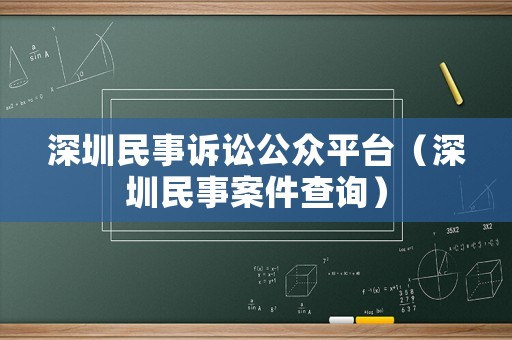 深圳民事訴訟公眾平臺（深圳民事案件查詢）
