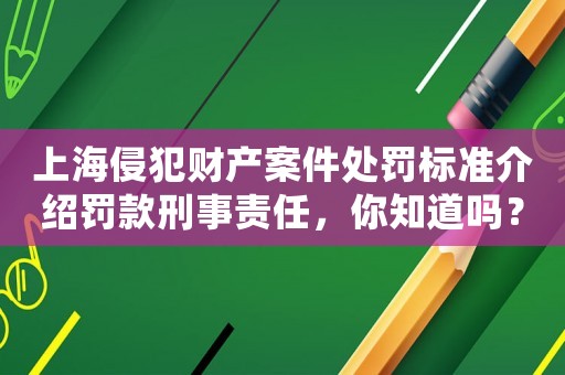 上海侵犯財產案件處罰標準介紹罰款刑事責任，你知道嗎？