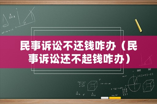 民事訴訟不還錢咋辦（民事訴訟還不起錢咋辦）