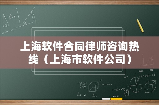 上海軟件合同律師咨詢熱線（上海市軟件公司）