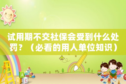 試用期不交社保會受到什么處罰？（必看的用人單位知識）