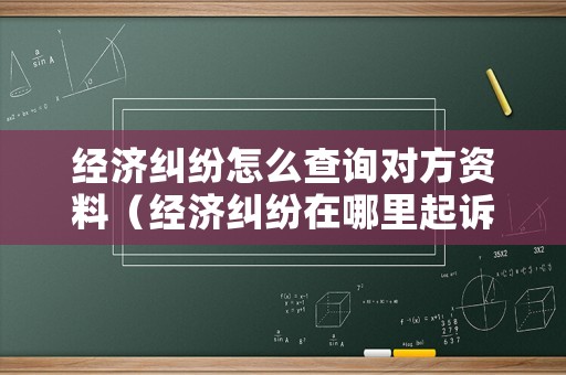 經(jīng)濟(jì)糾紛怎么查詢對方資料（經(jīng)濟(jì)糾紛在哪里起訴對方）