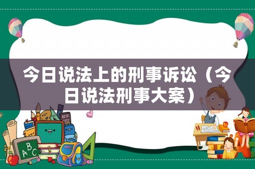 今日說法上的刑事訴訟（今日說法刑事大案）